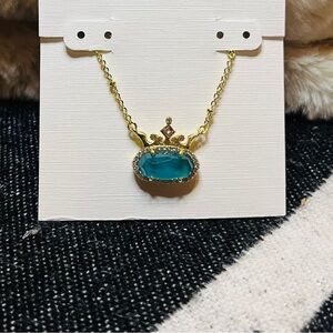 NWT Disney Princess Crown Inspired Necklace with blue colored stone.